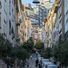 Side street in hilly Istanbul, Turkiye